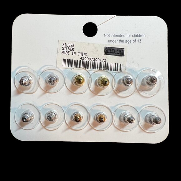 Charming Charlie Earrings 6 Pairs Silver Tone Stud Style Fashion - Picture 2 of 5